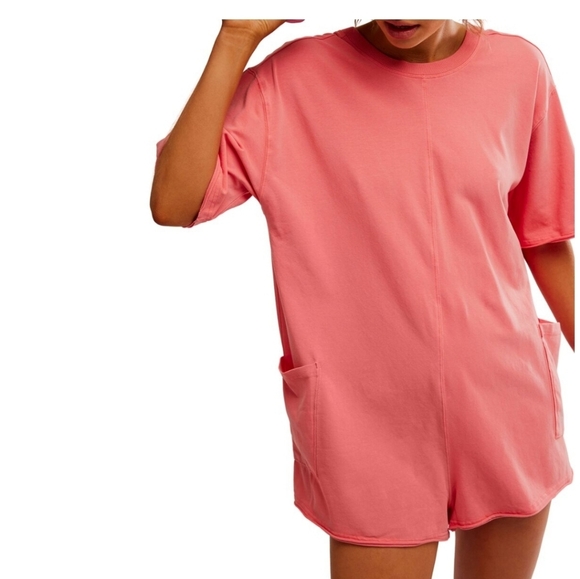 NWT Fp Movement Hot Shot Tee Romper In Hibiscus Size Large - Picture 4 of 5